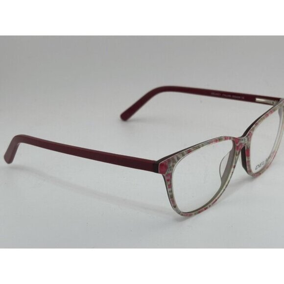 DELANCY DEL 113 PINK 54-14-140 Pink & Green Floral Plastic Glasses Frames - Picture 3 of 6